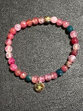NOGU Rainbow Agate Healing Gemstone Bead Stretch Bracelet